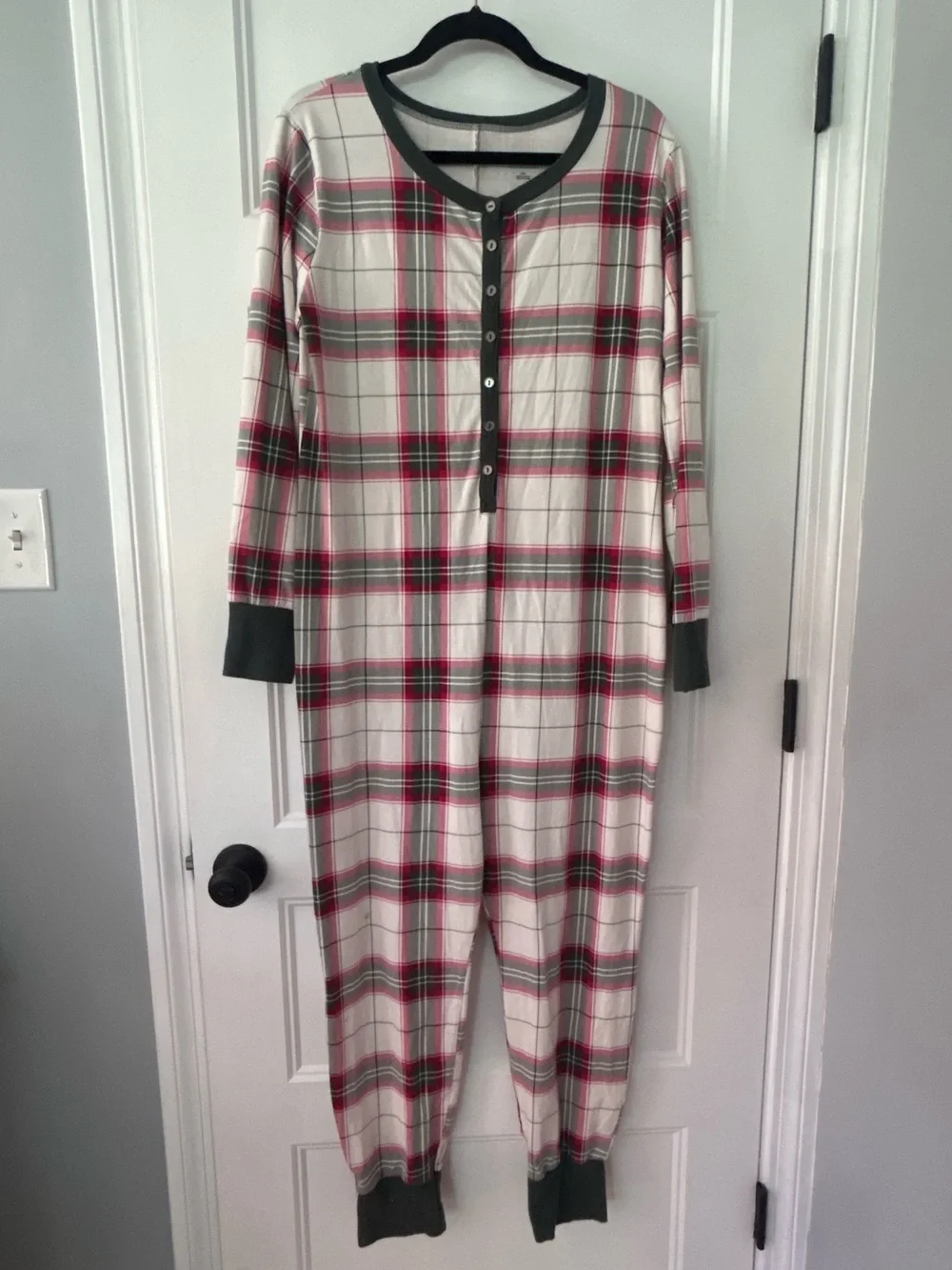 Hearth & Hand with Magnolia Plaid Adult One Piece Pajama Union Suit L Unisex